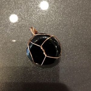 Wire Wrapped Obsidian Pendant